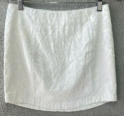#ad Very J Juniors White Zip Up Mini Skirt Size Medium Flawed $6.29