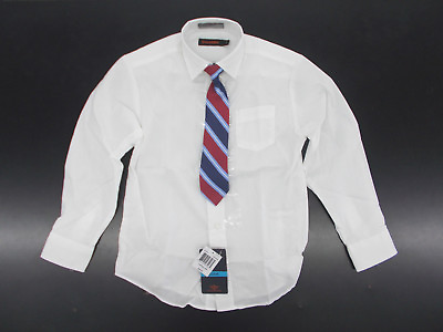 Boys Dockers $30 White Dress Shirt w Striped Clip On Tie Sizes 4 10 $14.00