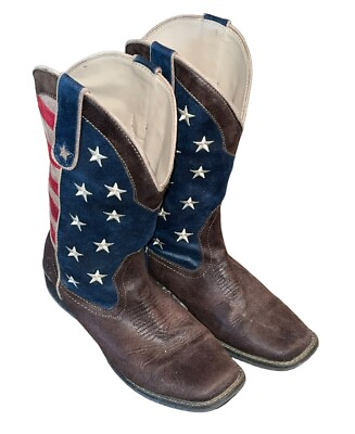 #ad #ad Roper American Flag Distressed Leather Cowboy Western Womens Boots Size 9 Rodeo $49.99