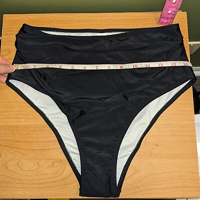 #ad Women#x27;s High waisted Swimsuit Bikini Bottoms Black size Medium $7.99