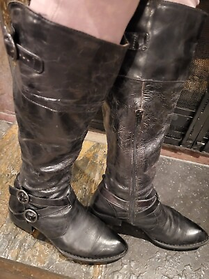 womens tall black leather boots size 10 $65.00
