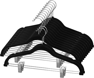 #ad Cozymood Velvet Skirt Hangers 24 Packs Velvet Hangers with Clips Ultra Thin Non $38.09