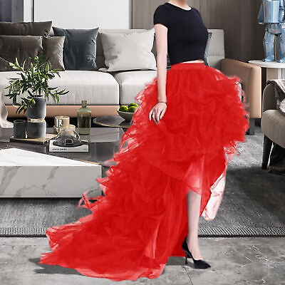 #ad Mesh Skirt Elastic Waistband Loose Elegant Tulle Puffy Maxi Evening Skirt Spring $33.81