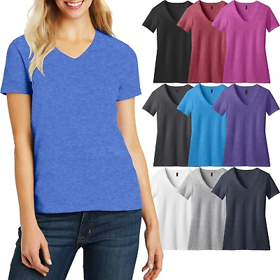 #ad Ladies Plus Size V Neck T Shirt Lightweight Womens Top With Heathers XL 2X 3X 4X $17.99