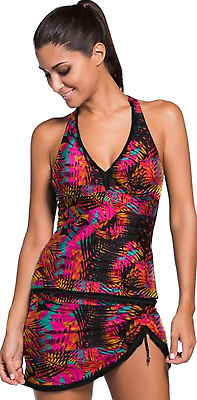 #ad Rekita 2 Piece Leaf Printed Halter Bikini Set Women#x27;s Size L NEW MSRP $89 $16.99