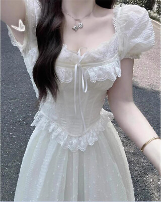 #ad Preppy Sweet Girls Princess A Line Dress Japanese Cute Summer Party School Dress $37.19