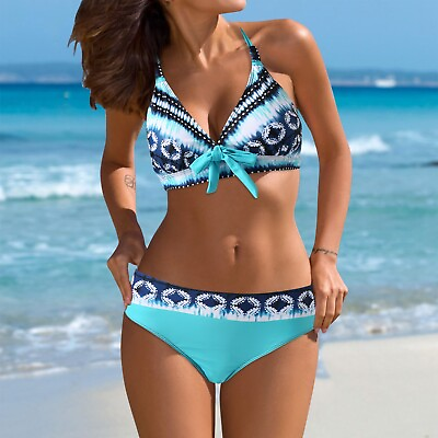 Womens High Waisted Bikini Swimsuits High Rise Two Womens Swimsuits with Shorts $17.99