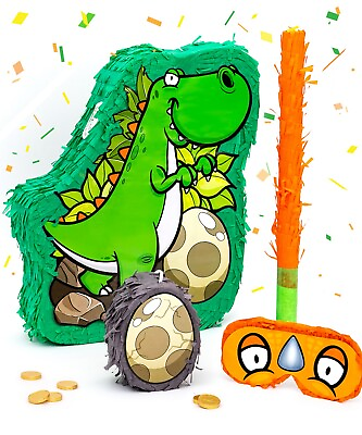 Dinosaur Pinata Birthday Party For Kids With Stick Blindfold amp; Mini Piñata Set $29.99