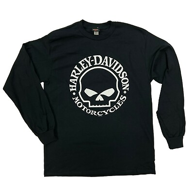 #ad Harley Davidson Men#x27;s Willie G Skull Long Sleeve Tee Black 40290928 $36.75
