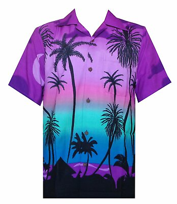 Hawaiian Shirt 5 Mens Allover Coconut Tree Print Beach Aloha Party $12.39