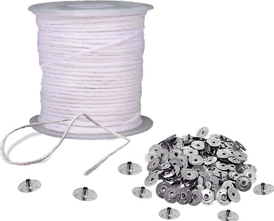 200FT Braided Wicks Candles Spool Cotton 300Pcs Wick Clips For DIY Candle Making $12.99