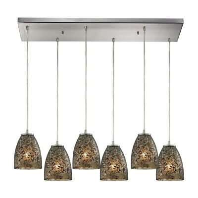 #ad 6 Light Rectangular Pendant in Transitional Style with Boho and Eclectic $1319.93