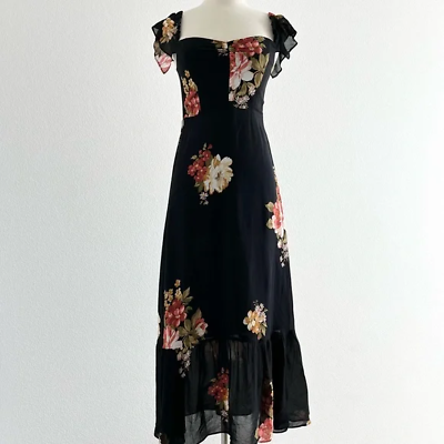 #ad Reformation NWT Off The Shoulder Ruffle Maxi Dress Floral Arcadia 0 $69.00