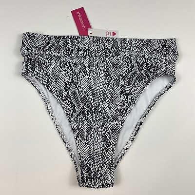 #ad Women#x27;s Xhilaration Black amp; White Bikini Bottoms Size L High Waist High Leg $14.99