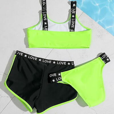 #ad Kids Girls Swimsuits Fashion Swimwear Pool Vest Shorts And Bottoms Set Beach $13.01