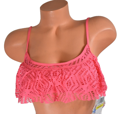 #ad #ad Women#x27;s Becca by Rebecca Virtue Pink Bandeau Chic Lace Bikini Top Size M NWT $15.00