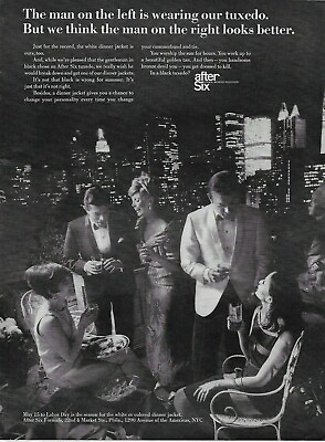 #ad 1966 After Six White Tuxedo Rooftop Cocktail Party NYC Skyline Original Print Ad $9.99