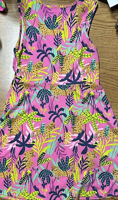 #ad girls summer dress size 10 12 new Pink Black With Jungle Design Cheetah $8.00