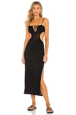 WeWoreWhat Ruched Cutout Maxi Dress Black Knit Resort Summer XS NWT $145 $120.00