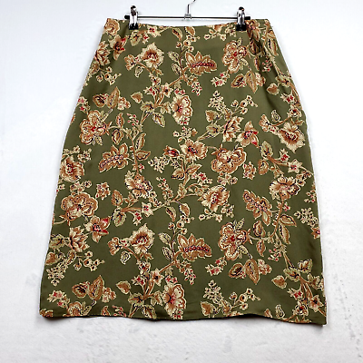 #ad Charter Skirt Silk Green Floral Lined Side Zip Womens 12 $15.21