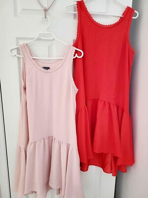#ad 2 NEW from Nordstrom Small Ruffle Sheath Dress Sleeveless Pink Orange Oversized $65.00