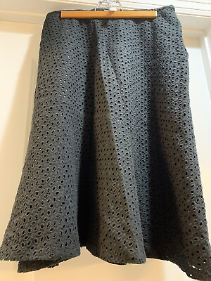 #ad Charter Club Women#x27;s Black Round Flare Eyelet Skirt Size 8 Pre owned $18.00