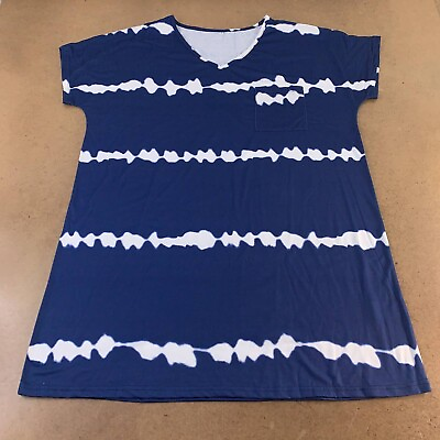 Shein Curve Womens T Shirt Dress Navy Tie Dye Stripe Stretch Summer Plus 2XL New $11.04