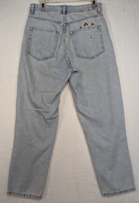 #ad Custom Hamp;M Loose Mom Jeans With Mushroom Embroidery DIY Size US 8 Wash Denim $12.99