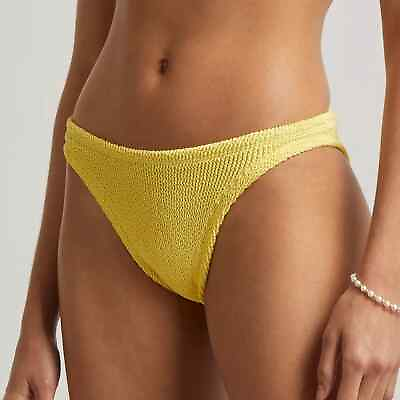 #ad Hunza G Yellow Crinkle Bikini Swimsuit Bottoms One Size New $75.00
