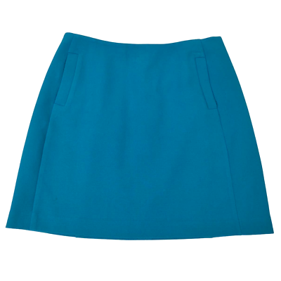 #ad Banana Republic Turquoise A Line Mini Skirt Sz 8 Pockets Lined Poly Rayon Spandx $20.95