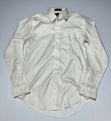 Mens White Nordstrom Stretchy Long Sleeve Dress Shirt Size 34 35 L5 $14.95