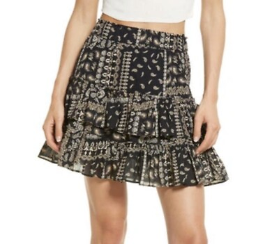 #ad NWOT FREE PEOPLE Melissa Mini Skirt In Dark Combo Size M $24.99