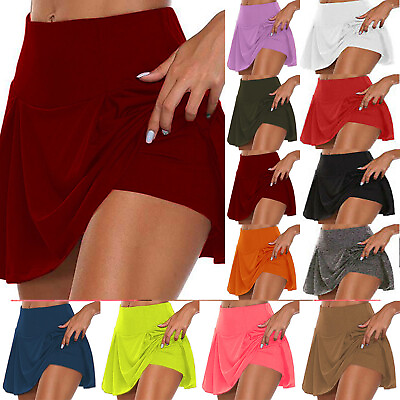 Women#x27;s Sport Skort Gym Yoga Workout High Waist Tennis Shorts Skirt Plus Size $10.31
