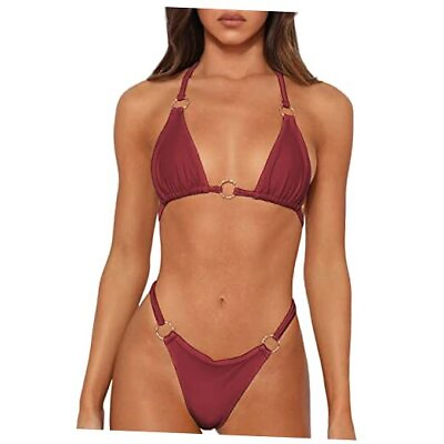 #ad Sexy Bikinis for Women 2 Piece Bikini Spaghetti Strap Swimsuits Medium Wine Red $47.83