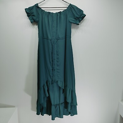 #ad Women#x27;s Dress BOHO Maxi Size 2XL Green 100% Polyester Unbranded $14.99