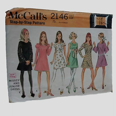 #ad McCall#x27;s 2146 Sz 8 Mod 1960#x27;s Pattern Misses amp; Junior Dresses Step By Stress $14.99