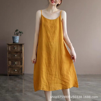 #ad Women Slip Long Baggy Dress Sleeveless Spaghetti Strap Underskirt Summer Dresses $10.94