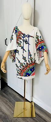 #ad TRINA TURK Size S KASBAH TUNIC Swimsuit Cover Up Dress Beach Jersey Knit Kimono $34.99