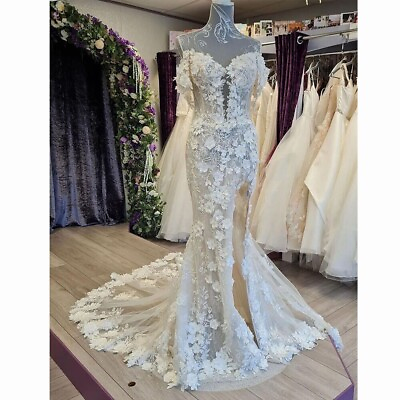#ad Bohemian lace Wedding Dresses 3D Flowers Off The Shoulder Bridal A line Gown $156.15