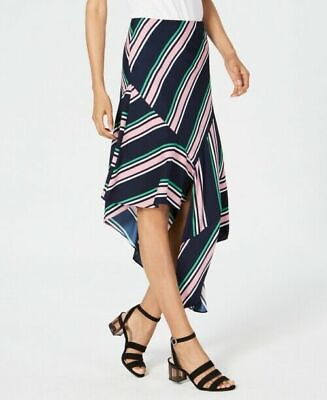 BAR III Striped Asymmetrical Hem Skirt Size 10 $59.50 $9.99