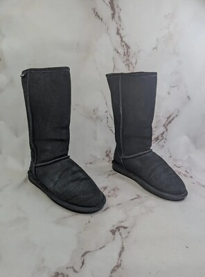 #ad Bearpaw Boots Womens 10 Black Fall Wool Sherpa Shearling Lined Suede Calf EU 41 $19.52