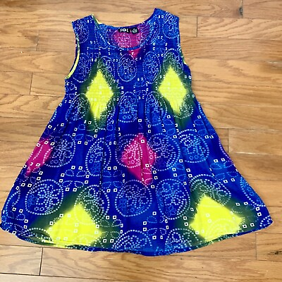 #ad BOHO Summer Dress SZ 1X Blue with color splash Smocking at top $21.99