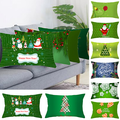 Christmas Printed Pillowcase Cushion Cover Fresh Green Pillowcase Cute $4.59