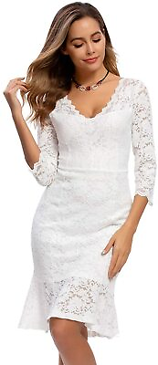 Lace Cocktail Dresses for Women Party Wedding V Neck Formal Evening Bodycon Ruff $92.69
