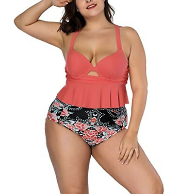 #ad #ad Women#x27;s Retro Floral Push Up 2 Piece Multi Way Strap Swimwear Bikini XL $28.86