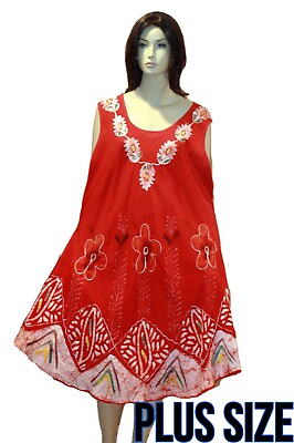 #ad #ad Womens Sundress Umbrella Embroidered Beach Wear 1X 2X 3X 4X 14 26 Red $12.98