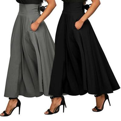 #ad Ladies Long Skirt Swing Maxi Skirts Women Loose Travel High Waist Bow Bandage $16.45