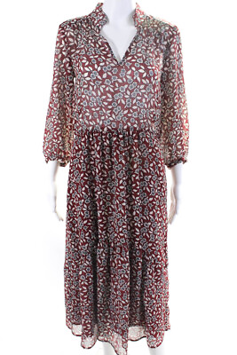 #ad Baamp;Sh Womens Floral V Neck Long Sleeve Long Maxi Dress Red Size S $73.19