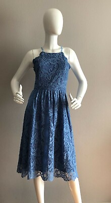 #ad NWT Honey Punch Lace Blue Dress Size S $34.99