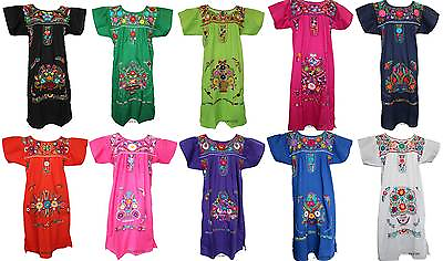 AUTHENTIC HANDMADE IN MEXICO Mexican Dresses Dress Embroider All Sizes Plus Size $46.99